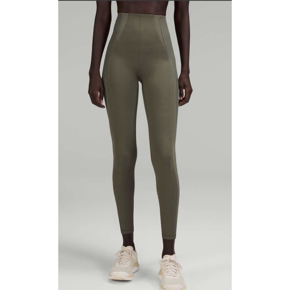 LULULEMON Everlux Mesh Super-High-Rise Training Tight 25"SZ.4 Army Green LW5EN3S